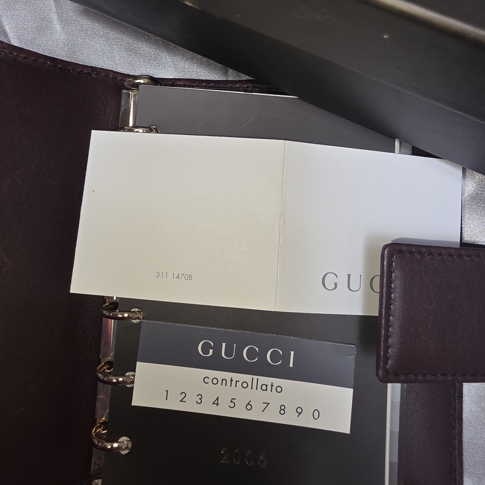 Gucci Burgundy Embossed GG Leather Agenda Cover - Picture 13 of 16